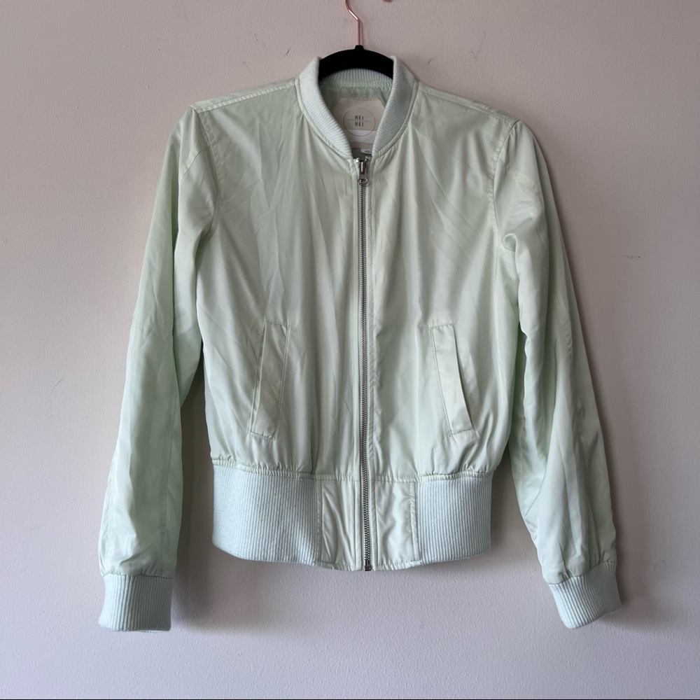 Anthropologie Lightweight bomber jacket XXS Mint Green